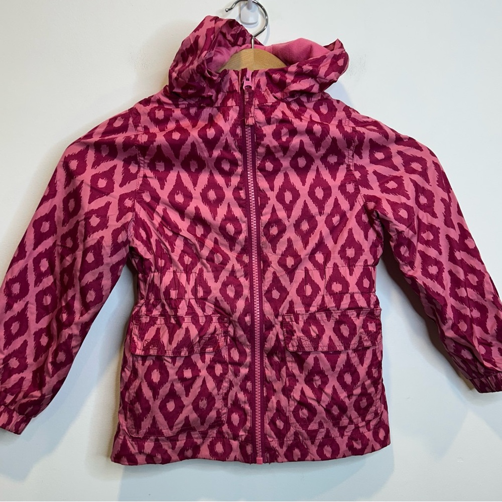 London Fog Hooded Raincoat Pink Pattern